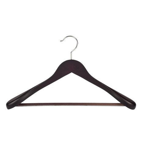 DER KLEIDERBÜGELRIESE Jacken / Anzugbügel (gewinkelt) Buchenholz wenge gebeizt mit Schulterverbreiterung und anti-rutsch Hosensteg