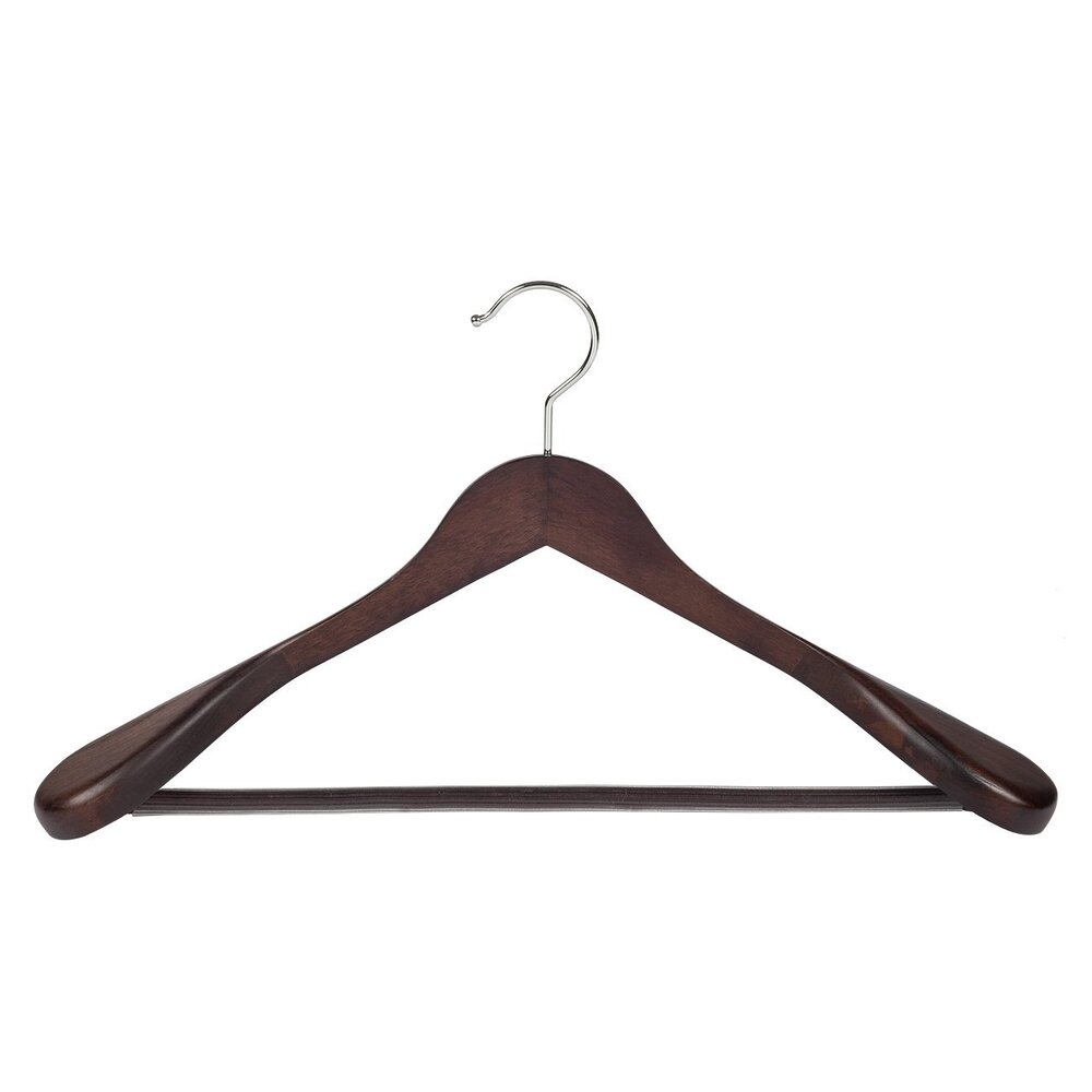 Jacken / Anzugbügel (gewinkelt) Buchenholz wenge gebeizt mit Schulterverbreiterung und anti-rutsch Hosensteg