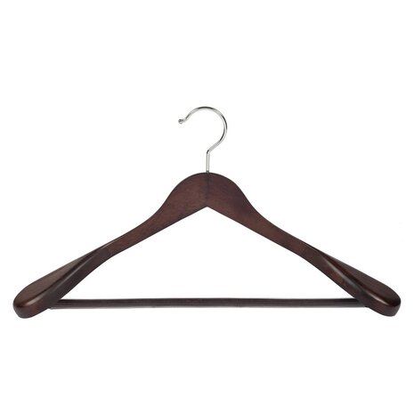 DER KLEIDERBÜGELRIESE Jacken / Anzugbügel (gewinkelt) Buchenholz wenge gebeizt mit Schulterverbreiterung und anti-rutsch Hosensteg