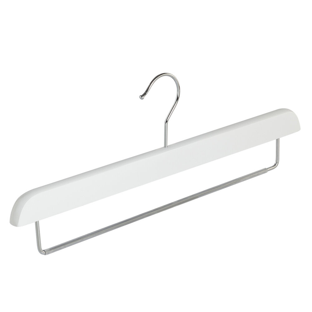 Hosenbügel Buchenholz weiß lackiert mit anti-rutsch Hosensteg