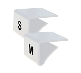 Regalbodenaufstecker (9-18 mm), weiß mit schwarzem Aufdruck Regalbodenaufstecker (9-18 mm), weiß mit schwarzem Aufdruck