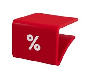 Regalbodenaufstecker (9-18 mm), rot mit weißem Aufdruck Regalbodenaufstecker (9-18 mm), rot mit weißem Aufdruck