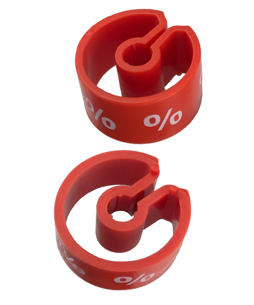 Größenring rot mit weißem Aufdruck (25 St.) Größenring rot mit weißem Aufdruck (25 St.)