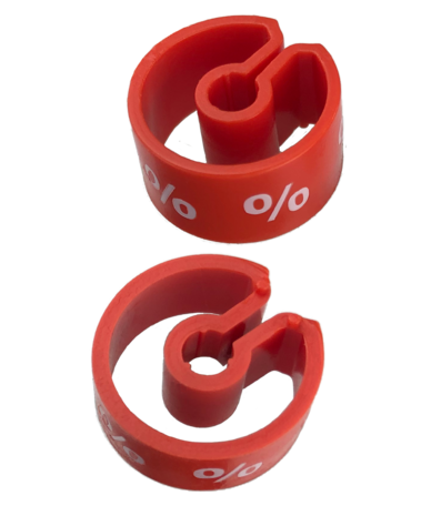 Größenring rot mit weißem Aufdruck (25 St.) Größenring rot mit weißem Aufdruck (25 St.)