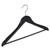 DER KLEIDERBÜGELRIESE Blusen / Hemdenbügel Lotusholz schwarz lackiert mit Rockkerben und anti-rutsch Hosensteg, 44 cm DER KLEIDERBÜGELRIESE Blusen / Hemdenbügel Lotusholz schwarz lackiert mit Rockkerben und anti-rutsch Hosensteg, 44 cm