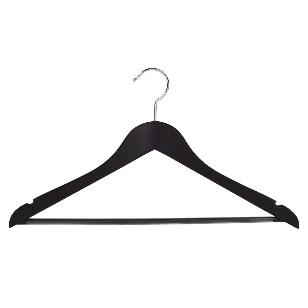 DER KLEIDERBÜGELRIESE Blusen / Hemdenbügel Lotusholz schwarz lackiert mit Rockkerben und anti-rutsch Hosensteg, 44 cm