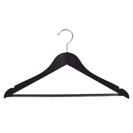 DER KLEIDERBÜGELRIESE Blusen / Hemdenbügel Lotusholz schwarz lackiert mit Rockkerben und anti-rutsch Hosensteg, 44 cm