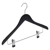 DER KLEIDERBÜGELRIESE Blusen / Hemdenbügel (gewinkelt) Lotusholz schwarz lackiert mit Rockkerben und anti-rutsch Klammern DER KLEIDERBÜGELRIESE Blusen / Hemdenbügel (gewinkelt) Lotusholz schwarz lackiert mit Rockkerben und anti-rutsch Klammern