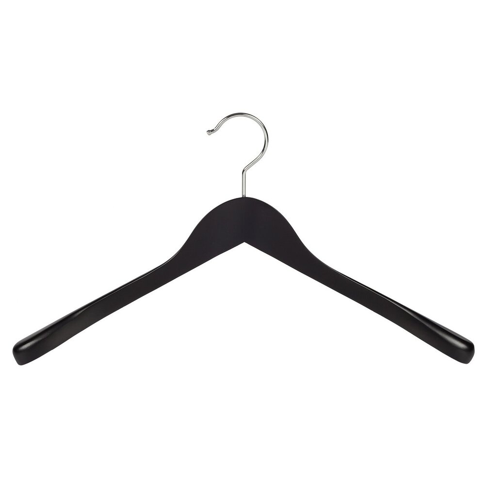 DER KLEIDERBÜGELRIESE Jacken / Anzugbügel (gewinkelt) Lotusholz schwarz lackiert mit Schulterverbreiterung