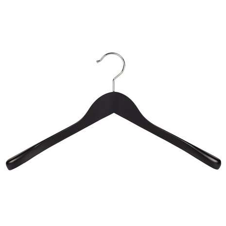 DER KLEIDERBÜGELRIESE Jacken / Anzugbügel (gewinkelt) Lotusholz schwarz lackiert mit Schulterverbreiterung