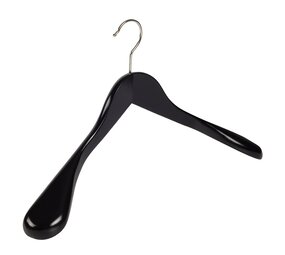 Jacken / Anzugbügel Lotusholz schwarz lackiert mit Schulterverbreiterung, 44 cm