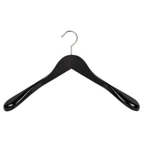 DER KLEIDERBÜGELRIESE Jacken / Anzugbügel Lotusholz schwarz lackiert mit Schulterverbreiterung, 44 cm