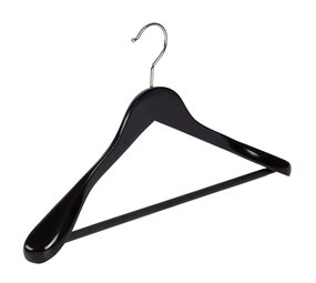 DER KLEIDERBÜGELRIESE Jacken / Anzugbügel (gewinkelt) Lotusholz schwarz lackiert mit Schulterverbreiterung und anti-rutsch Hosensteg DER KLEIDERBÜGELRIESE Jacken / Anzugbügel (gewinkelt) Lotusholz schwarz lackiert mit Schulterverbreiterung und anti-rutsch Hosensteg