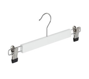 Rock / Hosenbügel Lotusholz weiß lackiert mit Klammern, 34 cm