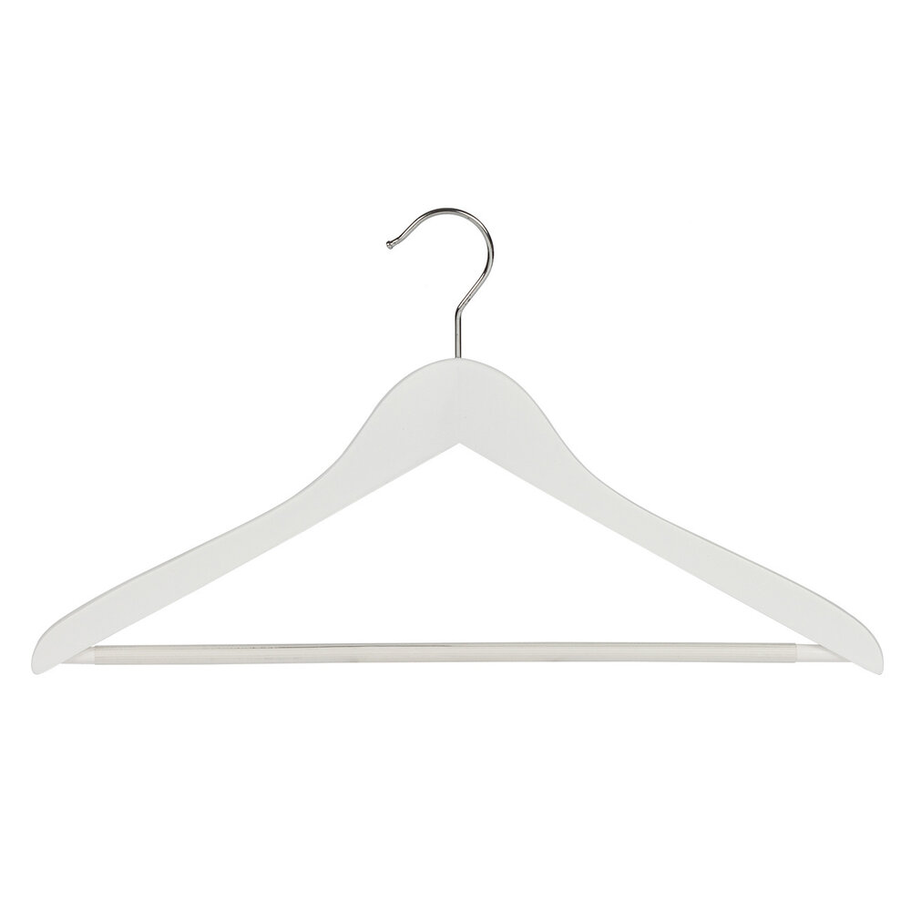 DER KLEIDERBÜGELRIESE Blusen / Hemdenbügel (gewinkelt) Lotusholz weiß lackiert mit anti-rutsch Hosensteg