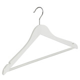 Blusen / Hemdenbügel Lotusholz weiß lackiert mit Rockkerben und anti-rutsch Hosensteg, 44 cm