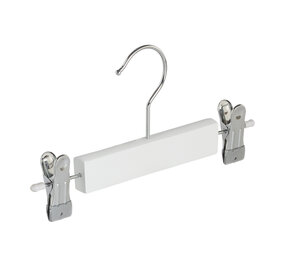 DER KLEIDERBÜGELRIESE Rock / Hosenbügel Lotusholz weiß lackiert mit anti-rutsch Klammern DER KLEIDERBÜGELRIESE Rock / Hosenbügel Lotusholz weiß lackiert mit anti-rutsch Klammern