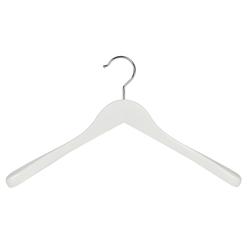 Jacken / Anzugbügel Lotusholz weiß lackiert mit Schulterverbreiterung, 41 cm