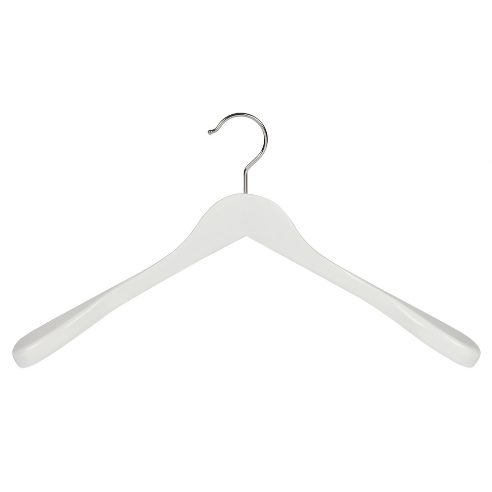 DER KLEIDERBÜGELRIESE Jacken / Anzugbügel (gewinkelt) Lotusholz weiß lackiert mit Schulterverbreiterung DER KLEIDERBÜGELRIESE Jacken / Anzugbügel (gewinkelt) Lotusholz weiß lackiert mit Schulterverbreiterung