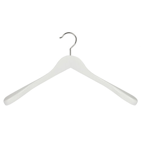 DER KLEIDERBÜGELRIESE Jacken / Anzugbügel (gewinkelt) Lotusholz weiß lackiert mit Schulterverbreiterung DER KLEIDERBÜGELRIESE Jacken / Anzugbügel (gewinkelt) Lotusholz weiß lackiert mit Schulterverbreiterung