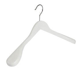 DER KLEIDERBÜGELRIESE Jacken / Anzugbügel Lotusholz weiß lackiert mit Schulterverbreiterung, 44 cm