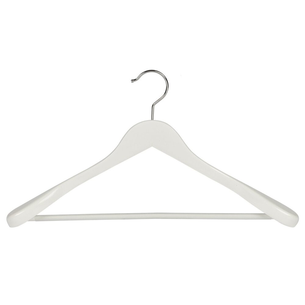 DER KLEIDERBÜGELRIESE Jacken / Anzugbügel Lotusholz weiß lackiert mit Schulterverbreiterung und anti-rutsch Hosensteg, 44 cm DER KLEIDERBÜGELRIESE Jacken / Anzugbügel Lotusholz weiß lackiert mit Schulterverbreiterung und anti-rutsch Hosensteg, 44 cm