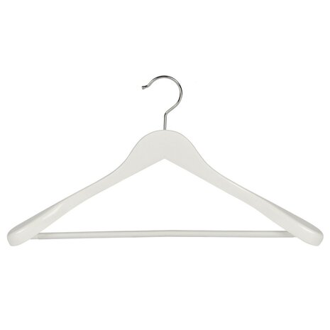DER KLEIDERBÜGELRIESE Jacken / Anzugbügel Lotusholz weiß lackiert mit Schulterverbreiterung und anti-rutsch Hosensteg, 44 cm DER KLEIDERBÜGELRIESE Jacken / Anzugbügel Lotusholz weiß lackiert mit Schulterverbreiterung und anti-rutsch Hosensteg, 44 cm
