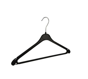 Blusen / Hemdenbügel (flach) Kunststoff schwarz mit Rockkerben und anti-rutsch Hosensteg Blusen / Hemdenbügel (flach) Kunststoff schwarz mit Rockkerben und anti-rutsch Hosensteg