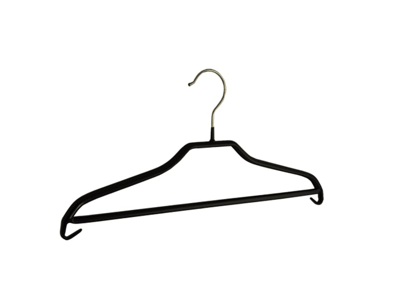 Blusen / Hemdenbügel (flach) Metall mit Hosensteg und schwarzer anti-rutsch Beschichtung Blusen / Hemdenbügel (flach) Metall mit Hosensteg und schwarzer anti-rutsch Beschichtung