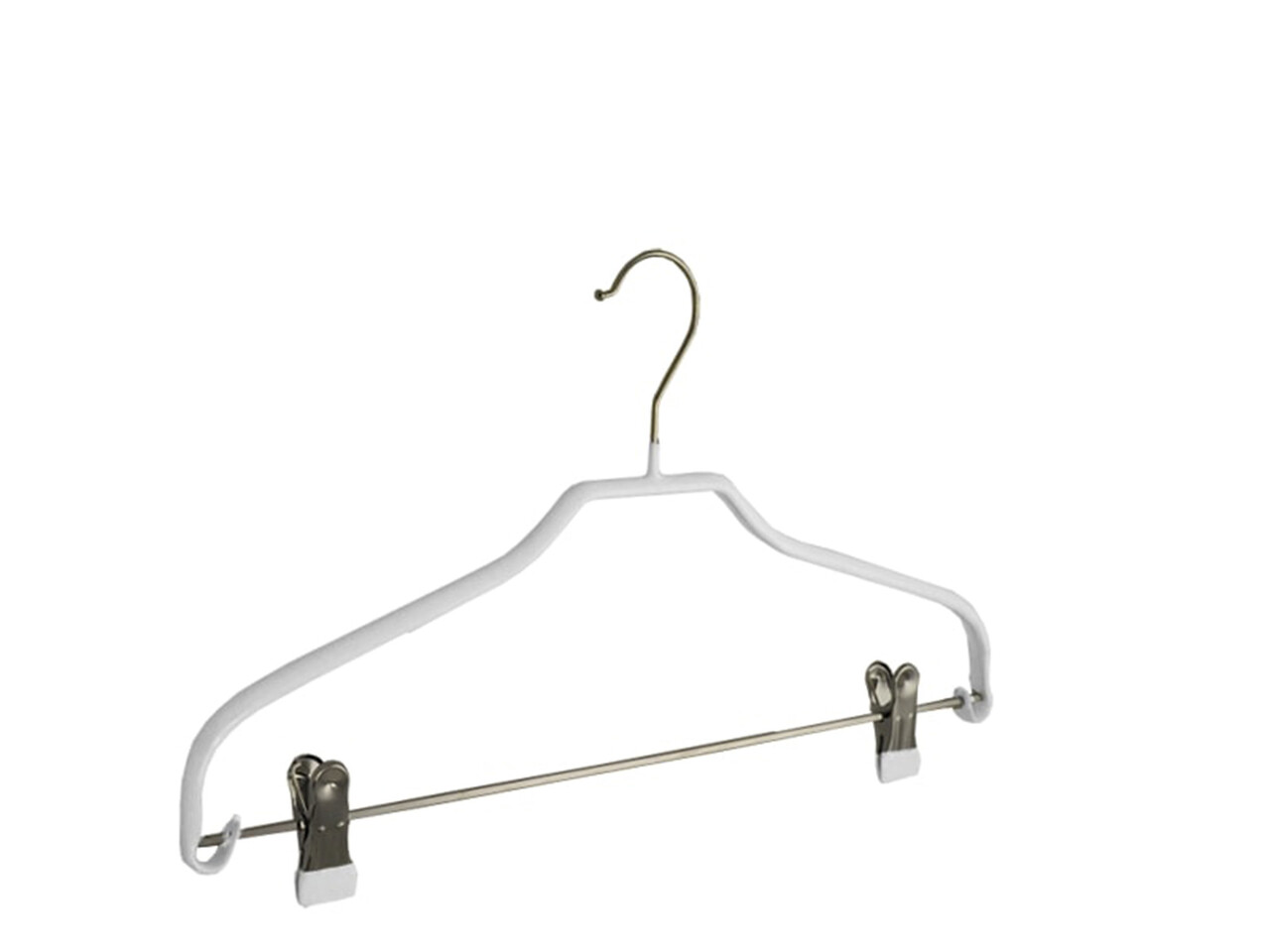 DER KLEIDERBÜGELRIESE Blusen / Hemdenbügel (flach) Metall mit anti-rutsch Klammern und weißer anti-rutsch Beschichtung
