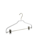 Blusen / Hemdenbügel (flach) Metall mit anti-rutsch Klammern und weißer anti-rutsch Beschichtung