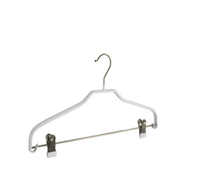 Blusen / Hemdenbügel (flach) Metall mit anti-rutsch Klammern und weißer anti-rutsch Beschichtung Blusen / Hemdenbügel (flach) Metall mit anti-rutsch Klammern und weißer anti-rutsch Beschichtung
