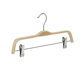 Rock / Hosenbügel Birkenholz natur lackiert mit anti-rutsch Klammern Rock / Hosenbügel Birkenholz natur lackiert mit anti-rutsch Klammern