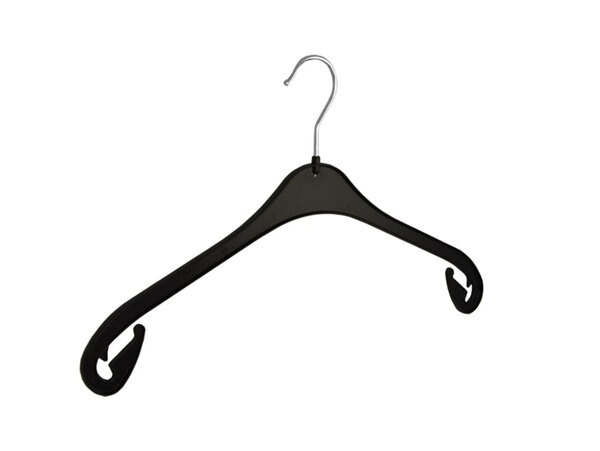Blusen / Hemdenbügel (flach) Kunststoff schwarz mit Rockkerben Blusen / Hemdenbügel (flach) Kunststoff schwarz mit Rockkerben