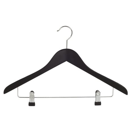 DER KLEIDERBÜGELRIESE Blusen / Hemdenbügel Lotusholz schwarz lackiert mit Klammersteg, 44 cm DER KLEIDERBÜGELRIESE Blusen / Hemdenbügel Lotusholz schwarz lackiert mit Klammersteg, 44 cm