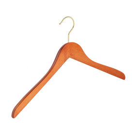 Blusen / Hemdenbügel Buchenholz kirsch gebeizt mit Messinghaken, 38 cm