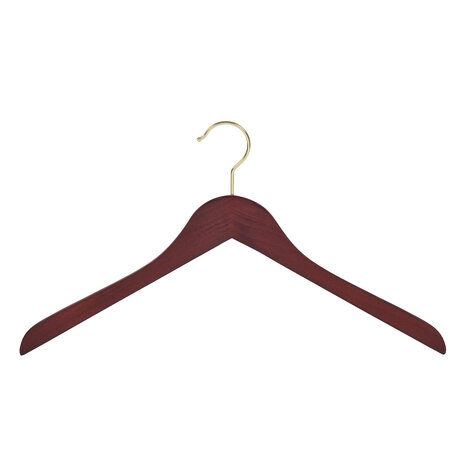 DER KLEIDERBÜGELRIESE Blusen / Hemdenbügel Buchenholz mahagoni gebeizt mit Messinghaken, 41 cm