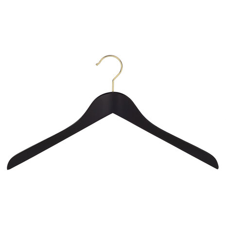 Blusen / Hemdenbügel Buchenholz schwarz lackiert mit Messinghaken, 38 cm