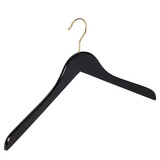 Blusen / Hemdenbügel Buchenholz schwarz lackiert mit Messinghaken, 41 cm