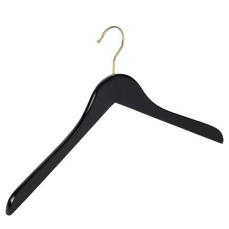 DER KLEIDERBÜGELRIESE Blusen / Hemdenbügel Buchenholz schwarz lackiert mit Messinghaken, 41 cm