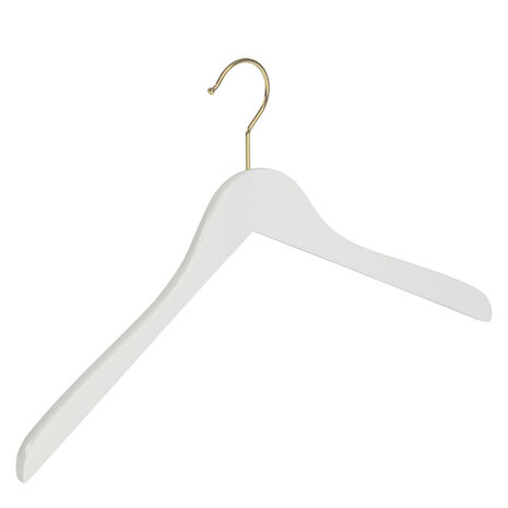 Blusen / Hemdenbügel Buchenholz weiß lackiert mit Messinghaken, 38 cm