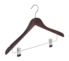 DER KLEIDERBÜGELRIESE Blusen / Hemdenbügel Buchenholz wenge gebeizt mit Rockkerben und anti-rutsch Klammern, 38 cm