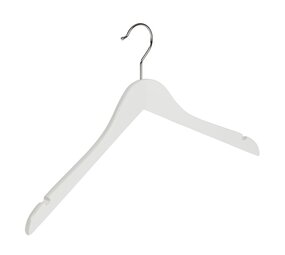 DER KLEIDERBÜGELRIESE Blusen / Hemdenbügel Lotusholz weiß lackiert mit Rockkerben, 44 cm