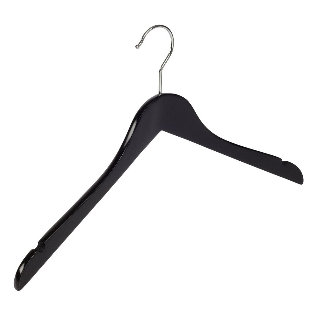 DER KLEIDERBÜGELRIESE Kleiderbügel Lotusholz schwarz lackiert mit Rockkerben, 44 cm DER KLEIDERBÜGELRIESE Kleiderbügel Lotusholz schwarz lackiert mit Rockkerben, 44 cm