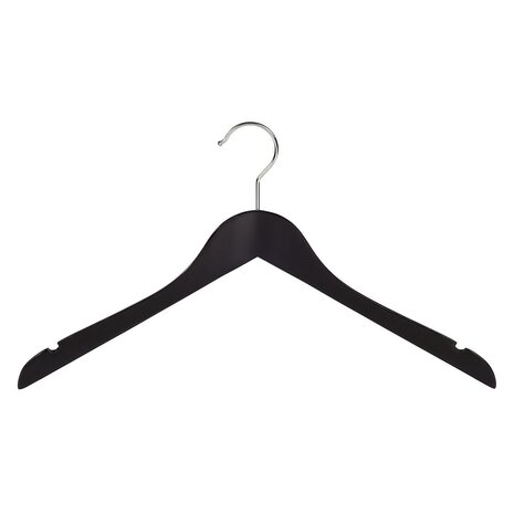 DER KLEIDERBÜGELRIESE Kleiderbügel Lotusholz schwarz lackiert mit Rockkerben, 44 cm DER KLEIDERBÜGELRIESE Kleiderbügel Lotusholz schwarz lackiert mit Rockkerben, 44 cm