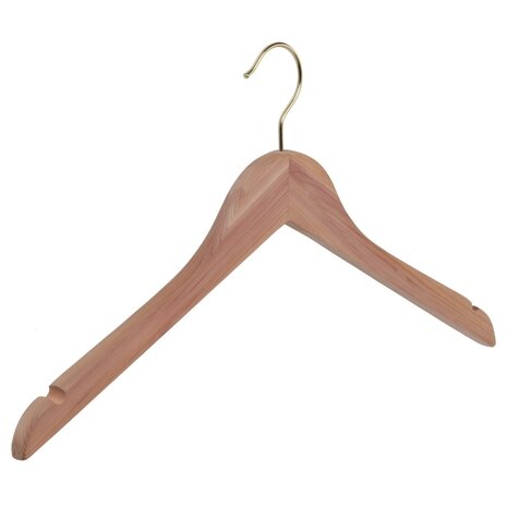 DER KLEIDERBÜGELRIESE Kleiderbügel Zedernholz unlackiert mit Messinghaken und Rockkerben, 45 cm