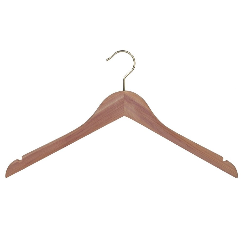 DER KLEIDERBÜGELRIESE Kleiderbügel Zedernholz unlackiert mit Messinghaken und Rockkerben, 45 cm