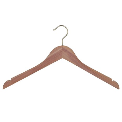 DER KLEIDERBÜGELRIESE Kleiderbügel Zedernholz unlackiert mit Messinghaken und Rockkerben, 45 cm