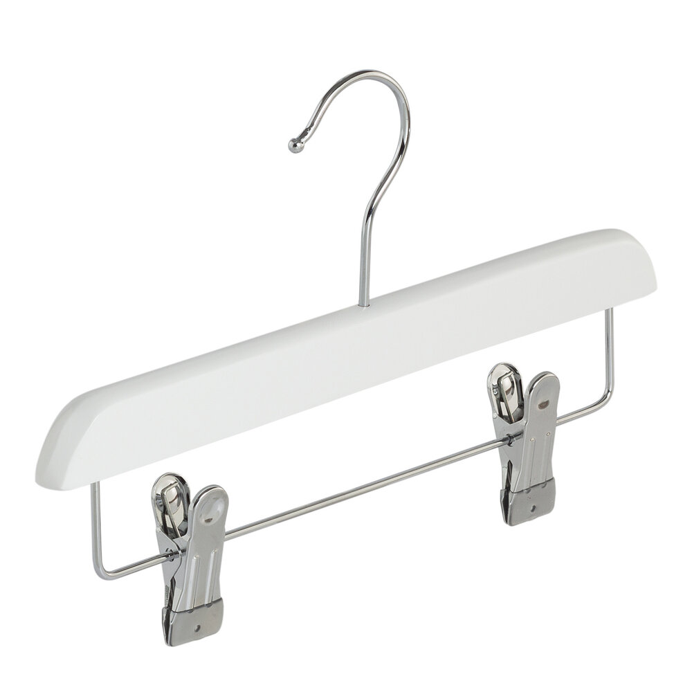 DER KLEIDERBÜGELRIESE Rock / Hosenbügel Lotusholz weiß lackiert mit Klammern, 28 cm DER KLEIDERBÜGELRIESE Rock / Hosenbügel Lotusholz weiß lackiert mit Klammern, 28 cm