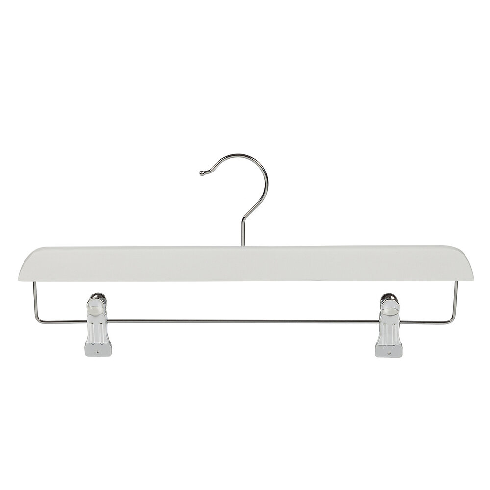 DER KLEIDERBÜGELRIESE Rock / Hosenbügel Lotusholz weiß lackiert mit Klammern, 40 cm